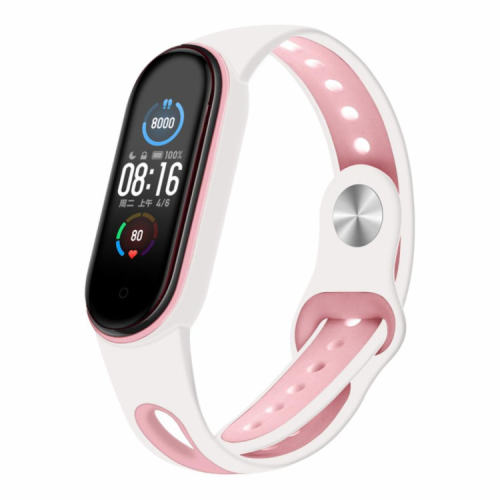 Ремінець до фітнес браслета BeCover Sport Style для Xiaomi Mi Smart Band 5 White-Pink (705174)