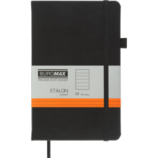 Книга записна Buromax Etalon 125x195 мм 96 аркушів в лінію обкладинка зі штучної шкіри Чорна (BM.291260-01)
