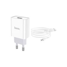 Зарядний пристрій HOCO C81A Asombroso USB + cable Micro 5P 10.5W White (6931474727954)