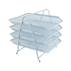 Лоток для паперів Axent горизонтальний 4-в-1, металевий, білий (2129-21-A)