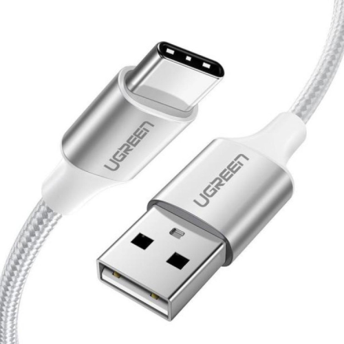 Дата кабель USB 2.0 AM to Type-C 1.0m US288 Aluminum Braid White Ugreen (60131)