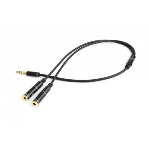 Кабель мультимедійний 3.5mm M to 2x3.5mm F 0.2m (4pin) Cablexpert (CCA-417M)