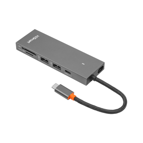 Концентратор HiSmart USB-C to 2xUSB 3.0 + 2xUSB-C + SD + TF + HDMI 4K60Hz gray (CA913459)