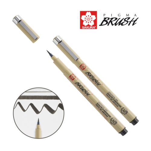 Лайнер Sakura пензель PIGMA Brush, Чорний (084511352087)