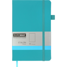Книга записна Buromax Etalon 125x195 мм 96 аркушів в точку обкладинка зі штучної шкіри Бірюзова (BM.291360-06)