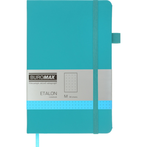 Книга записна Buromax Etalon 125x195 мм 96 аркушів в точку обкладинка зі штучної шкіри Бірюзова (BM.291360-06)