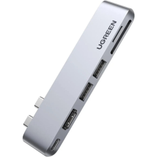 Концентратор Ugreen 2xUSB-C to HDMI + 2xUSB 3.0 + SD/TF + USB-C CM380 gray (80856)
