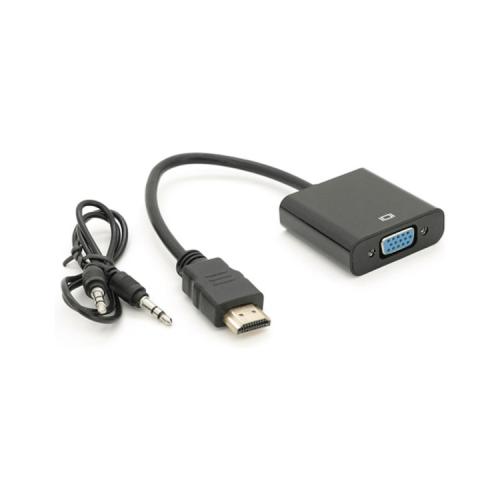 Перехідник HDMI M to VGA F + Audio 0.1m 4K/2K black Voltronic (YT-C-HDMI(M)/VGA(F)+AUX-B)