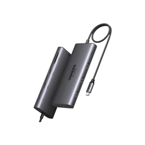 Концентратор Ugreen USB-C 2xHDMI 8K30Hz/4K60Hz + 3xUSB 3.2 + 2xUSB-C 3.2 + RJ45 + SD/TF + PD 100W (15534)