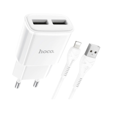 Зарядний пристрій HOCO C88A Star round 2xUSB + cable Lightning 12W White (6931474749512)