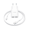 Зарядний пристрій HOCO C88A Star round 2xUSB + cable Lightning 12W White (6931474749512)