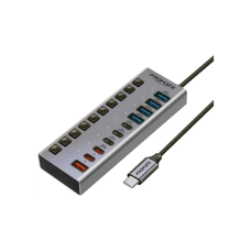 Концентратор Promate USB-C 10-in-1 5xUSB-C + 5xUSB gray (gegahub-5g)