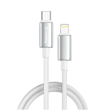 Дата кабель USB-C to Lightning 1.0m PD30W zinc alloy braided white ColorWay (CW-CBPDCL098-WT)