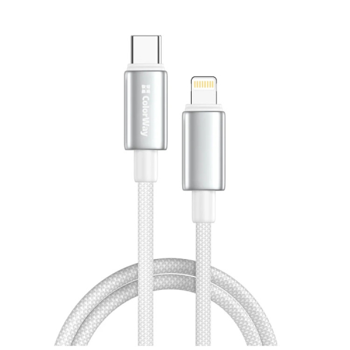 Дата кабель USB-C to Lightning 1.0m PD30W zinc alloy braided white ColorWay (CW-CBPDCL098-WT)