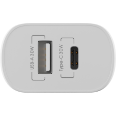 Зарядний пристрій Globex 1xUSB + 1xUSB-C 30W FastPower white (30WAC)