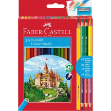 Олівці кольорові Faber-Castell Замок, двокольоров, 36 кольорів + стругачка (30455)