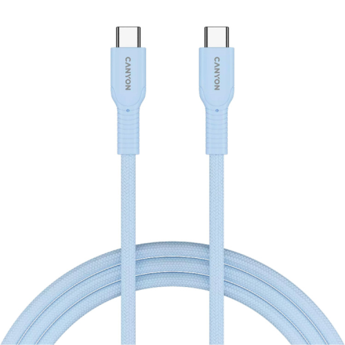 Дата кабель USB-C to USB-C 1.0m OnWire 60CL C-C 60W COLOR Braided 1m Light Blue Canyon (CND-CCAP60AB10LBL)