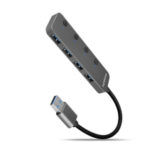 Концентратор AXAGON USB 3.1 to 4xUSB 3.0 0.2m switch black (HUE-MSA)