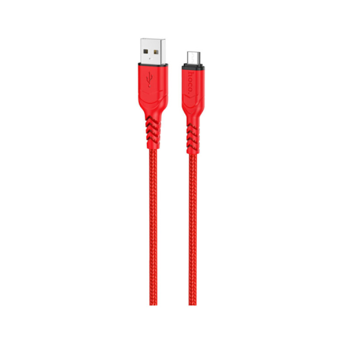 Дата кабель USB 2.0 AM to Micro 5P 1.0m 2.4A nylon X59 red HOCO (6931474744906)