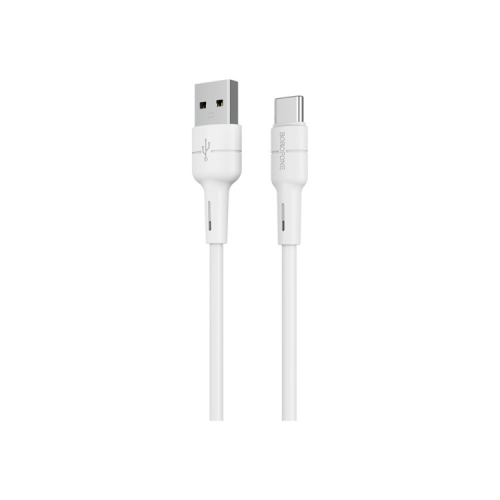 Дата кабель USB 2.0 AM to USB-C 1.0m 3A silicone BX30 white BOROFONE (6931474706935)