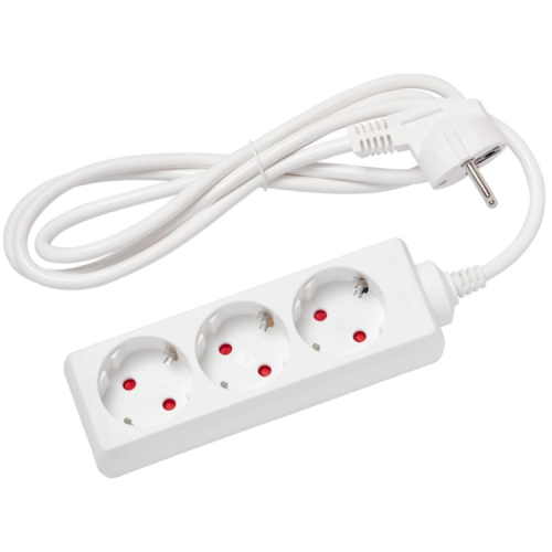 Мережевий подовжувач Delux G3J 1.5м, 3 роз. з заземленням white (90021621)