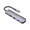 Концентратор HOCO USB-C to HDMI+USB3.0+2xUSB2.0+PD HB27 Metal Gray (6931474769329)