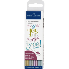 Лайнер Faber-Castell набір капілярних ручок металіків Pitt Artist Pen Metallic M (1,5 мм) 4 кольори (28940)