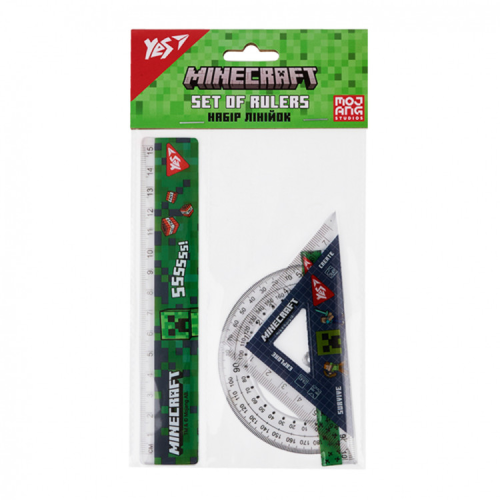 Линейка Yes набор Minecraft (3 предмета) линейка 15 см (370687)