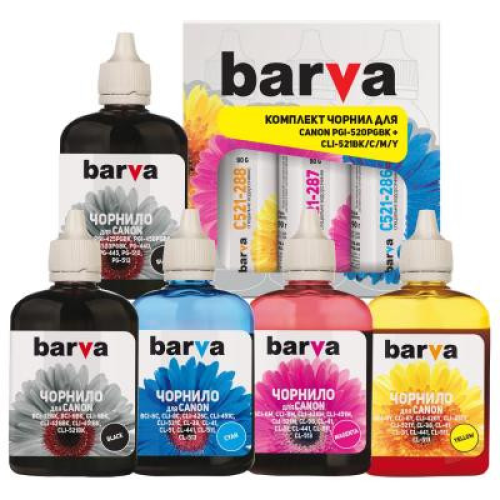 Чернила Barva Canon PGI-520PGBK + CLI-521BK/C/M/Y (5x90 г) SET (CPGI520-5-090-MP)