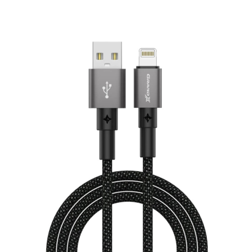 Дата кабель USB 2.0 AM to Lightning 1.0m 2.4A black Grand-X (PL-08B)