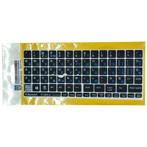 Наклейка на клавиатуру BestKey непрозрачная чорная, 76, синий (BKU13BLU/013)