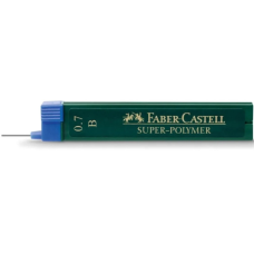 Грифель для механічного олівця Faber-Castell Super-Polymer В (діаметр 0,7 мм), 12 штук у пеналі (22543)