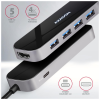 Концентратор AXAGON USB-C 6-in-1 to 4xUSB-A 5Gbps + 1xUSB-C PD100W + HDMI 4K30Hz 0.2m aluminum (HMC-6H4A)