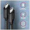 Дата кабель USB-C to USB-C 2.0m v3.2 Gen 1 PD 60W 3A black AXAGON (BUCM3-CM20AB)
