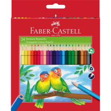 Олівці кольорові Faber-Castell 24 кольори тригранні + стругачка (120524) (21615)