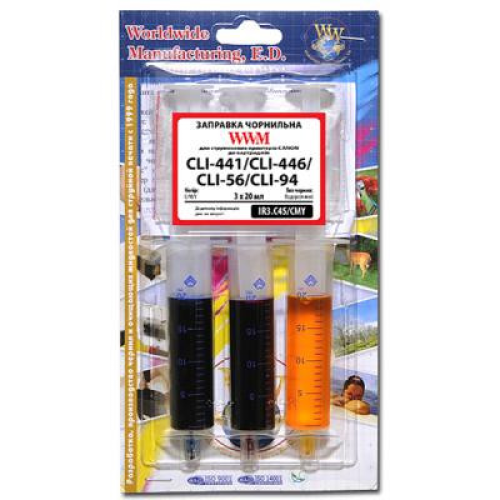 Заправочный набор WWM Canon CLI-441/CLI-446/CLI-56 (3шт x 20мл) C/M/Y (IR3.C45/CMY)