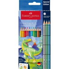 Олівці кольорові Faber-Castell Grip акварельні/3 металік 10 кольорів (201545) (32479)