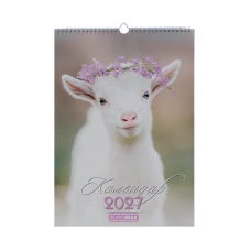 Календар Buromax настінний А3 2027 рік, 1 пружина, Cute goat (BM.210601)