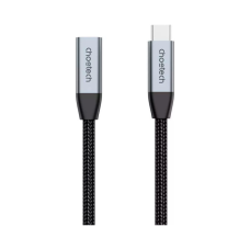 Дата кабель USB-C 3.1 AM/AF 2.0m 10Gbps 100W nylon braid Choetech (XCC-1039-CA-GY)