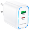 Зарядний пристрій BOROFONE BA89A Destello 1xUSB-C PD30W + 1xUSB QC3.0 White (6941991119361)