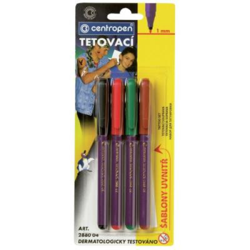 Набір маркерів Centropen TATTOO 1 мм, set*4colors (2880)