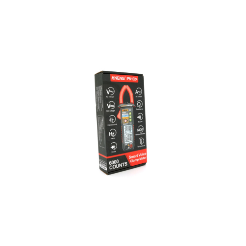 Токові кліщі ANENG PN102 V (AC/DC), A (AC), Ω, C, Hz (NCV). Data Hold, продзвонювання, тест діодів, підсвічування. (PN102)