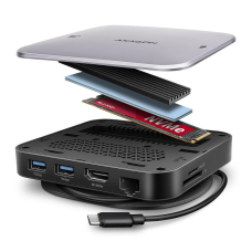 Порт-реплікатор AXAGON USB 3.2 Gen 2 (3.1 Gen 2) Type-C 9in1 hub, 10 Gbps. grey (HMC-UFO)