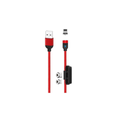 Дата кабель USB 2.0 AM to Lightning + Micro 5P + Type-C NB128 Magnetic Red XO (XO-NB128-RD)