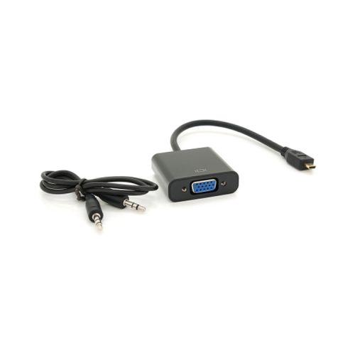 Перехідник micro HDMI M to VGA F + Audio 0.3m 4K/2K black Voltronic (YT-C-mHDMI(M)/VGA(F)+AUX)