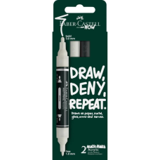 Набір маркерів Faber-Castell акриловий двобічний Multimark Acrylic Black & White, 2 кольори (чорний + білий) (33115)