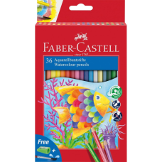 Олівці кольорові Faber-Castell акварельні, 36 кольорів зі стругачкою та пензликом 114437 (25451)