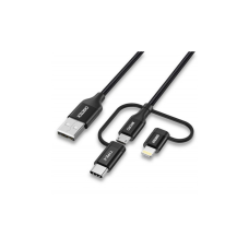 Дата кабель USB 2.0 AM to Lightning + Micro 5P + USB-C 1.2m MFI Choetech (IP0030-BK)