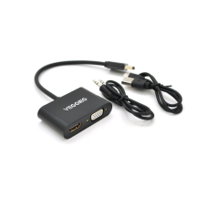 Перехідник HDMI M to VGA F + HDMI F 0.25m black VEGGIEG (YT-C-H-V500)