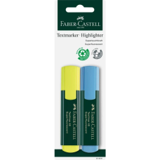 Набір маркерів Faber-Castell текстовий Textliner 48 Superfluorescent, колір жовтий і блакитний 2 шт в блістері (33022)